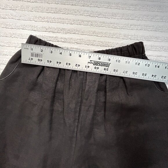 XiAO Womens High Rise Linen Pull-On Wide-Leg Cropped Pants Size Medium Black USA - Picture 4 of 7